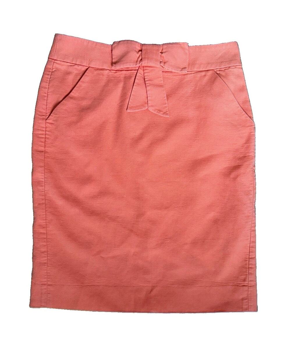J.CREW Orange Cotton Twill Skirt w/ Bow and Pockets | Size 2 XS | Fall Preppy